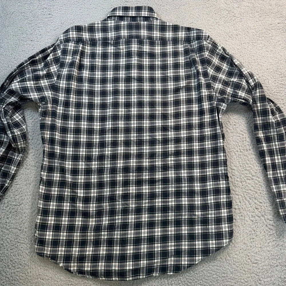 Polo Ralph Lauren Mens Large Black White Plaid Long Sleeve Button Up Shirt 11077